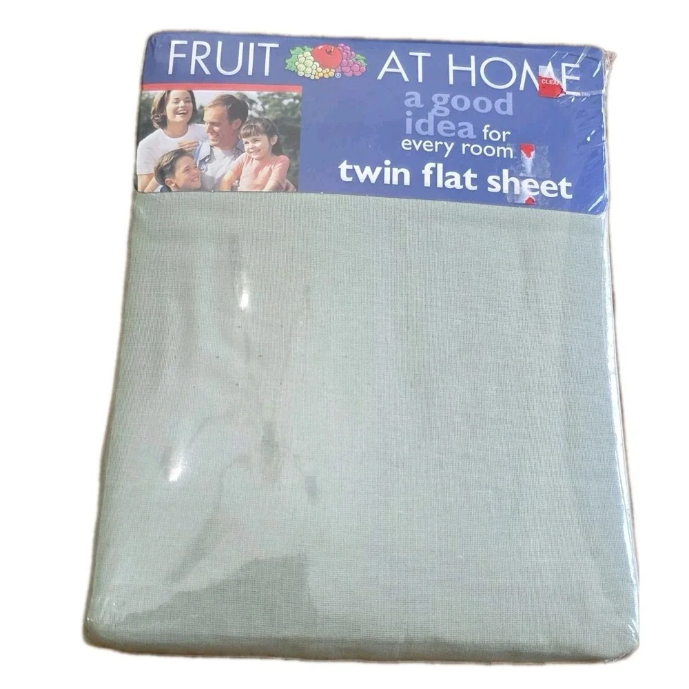 Vintage Fruit at Home Twin Fitted Sheet 1999 NIP Sage/Green